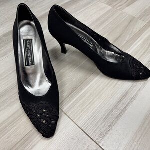 Stuart Weitzman Black Embroidered Heels